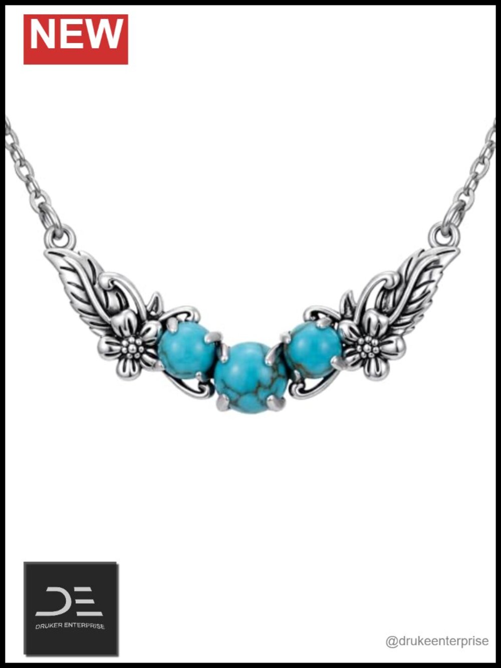 Natural Turquoise Pendant Necklace 925 Sterling Silver Southwestern Vintage